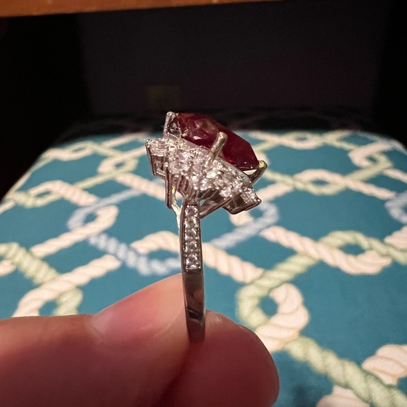Sterling silver lab created Ruby ring - Picture 4 of 12